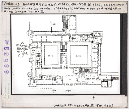 Vorschaubild Madrid, Alcázar: Grundriss 1626, Südflügel nach Verbreiterung durch Philipp III. 